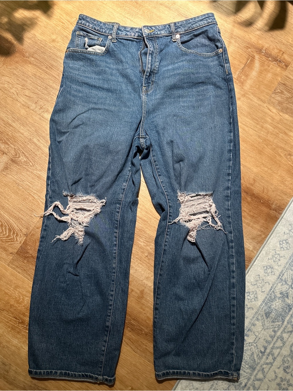 Wild Fable womenโs baggy/high-rise distressed jeans, size 18/34
